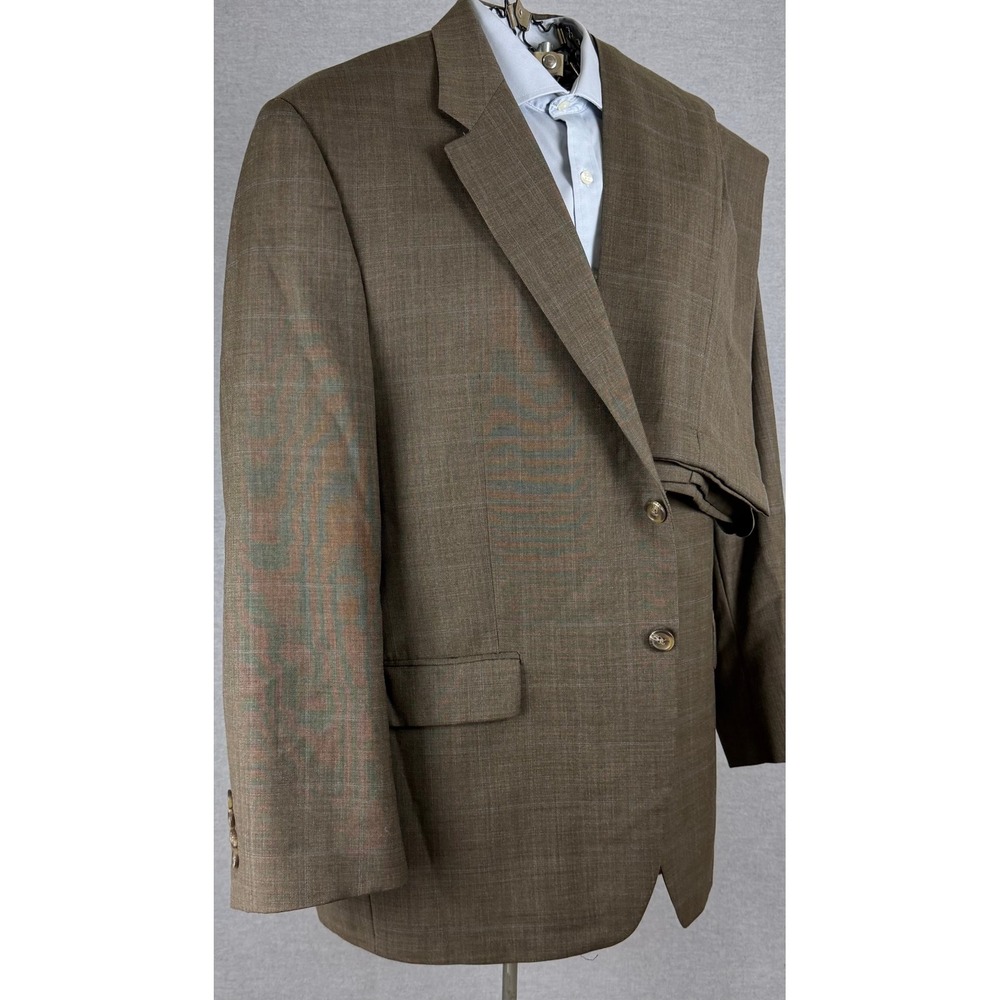 Ralph Lauren Mens Brown Glen Plaid Wool Suit 44R 40x30 Macy's Exclusive